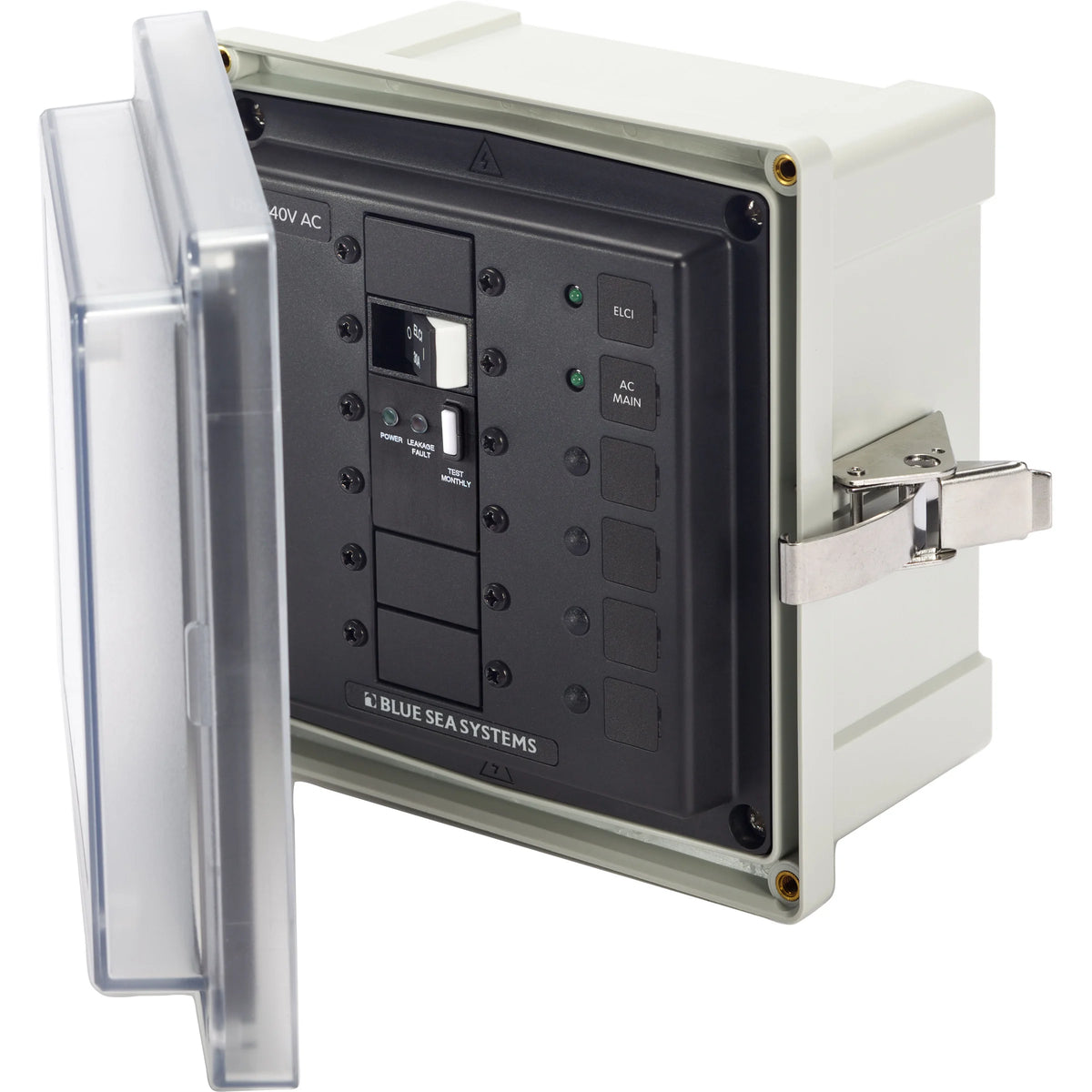 Blue Sea Systems SMS Surface Mount System Panel Enclosure, IP66, Glass-Filled Polycarbonate, Clear Cover, 6 x 6 x 4 in