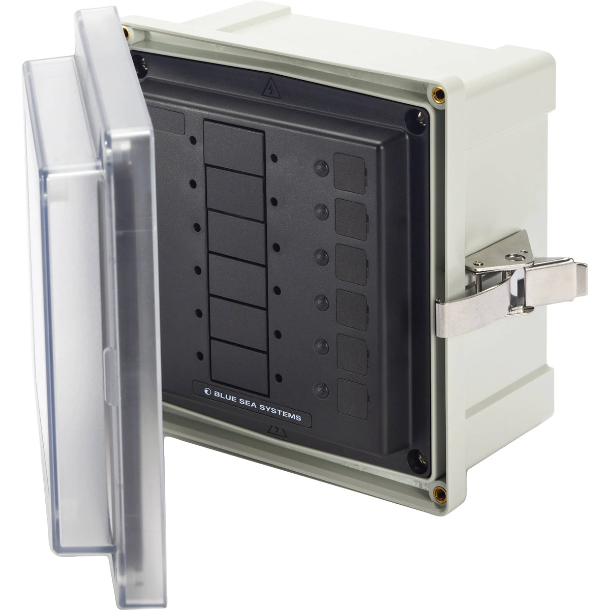 Blue Sea Systems SMS Surface Mount System Panel Enclosure, IP66, Glass-Filled Polycarbonate, Clear Cover, 6 x 6 x 4 in