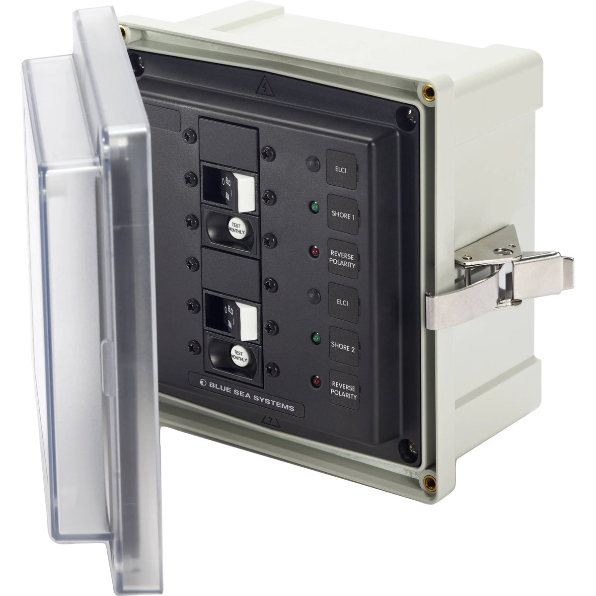 Blue Sea Systems SMS Surface Mount System Panel Enclosure, IP66, Glass-Filled Polycarbonate, Clear Cover, 6 x 6 x 4 in