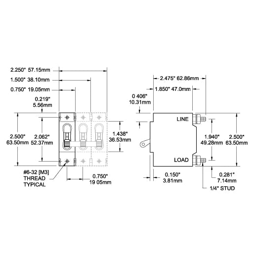 Blue Sea Systems C-Series Toggle Circuit Breaker, Single Pole, AC/DC, Magnetic Hydraulic, Trip Free