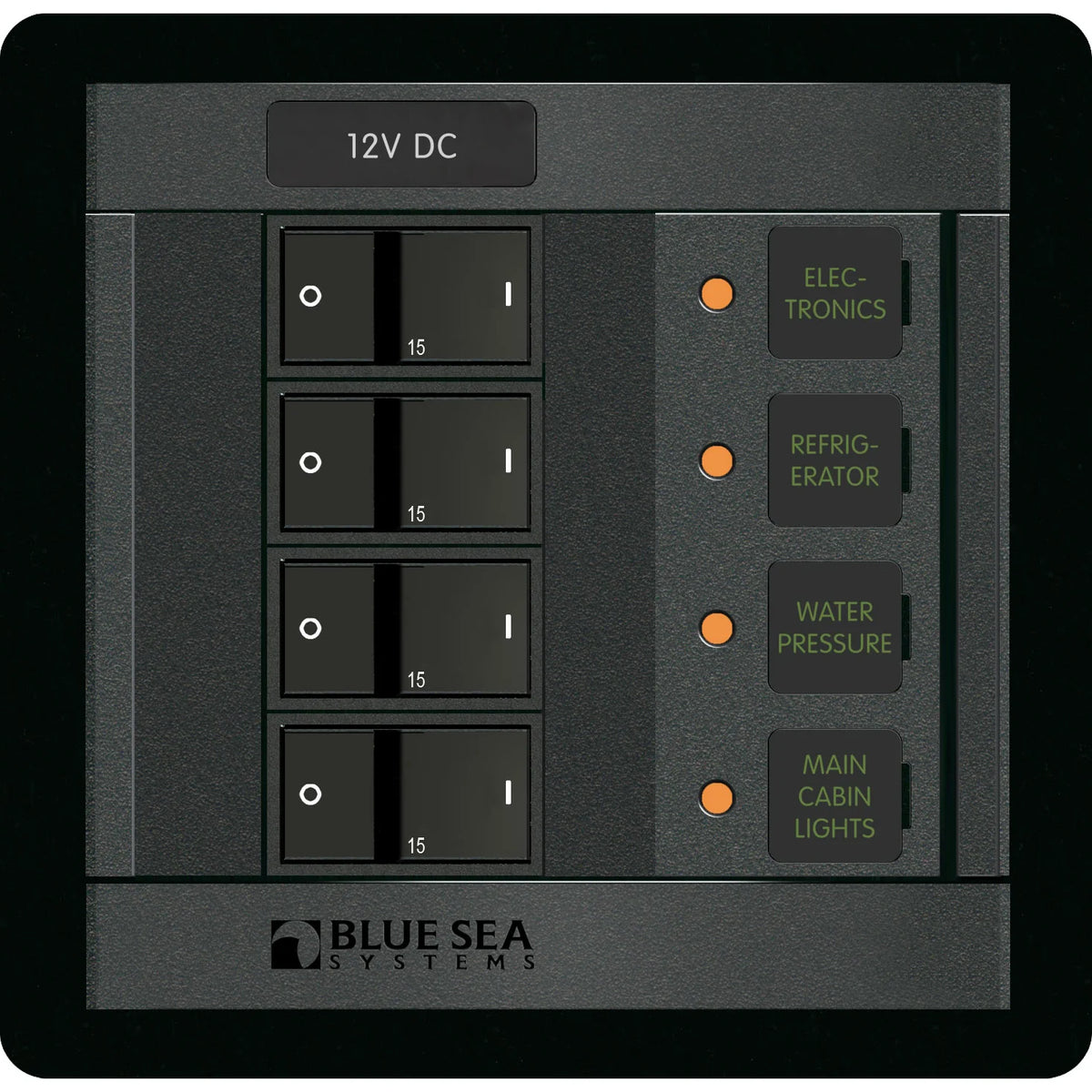 Blue Sea Systems DC Branch Circuit Breaker Panel, Pre-Wired Buses, Backlit Labels