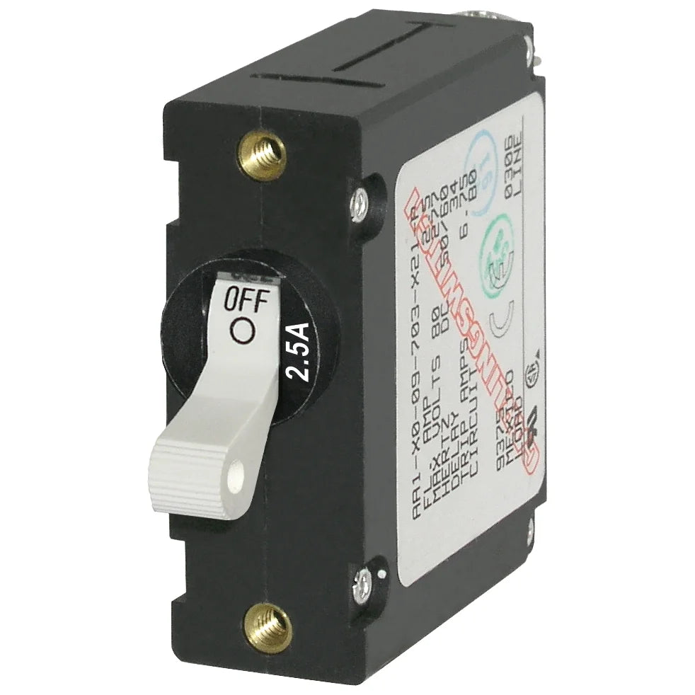 Blue Sea Systems A-Series Single Pole Toggle Circuit Breaker, AC/DC, Trip-Free
