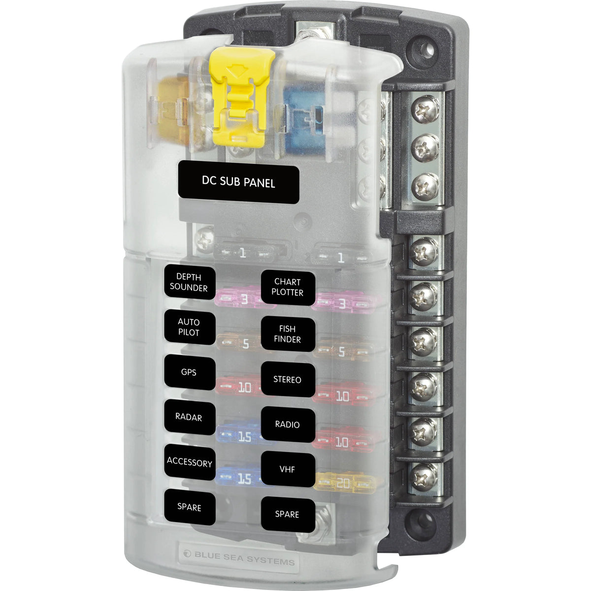 Blue Sea Systems ST Blade Fuse Block, ATO/ATC, 32V DC, Screw Terminal
