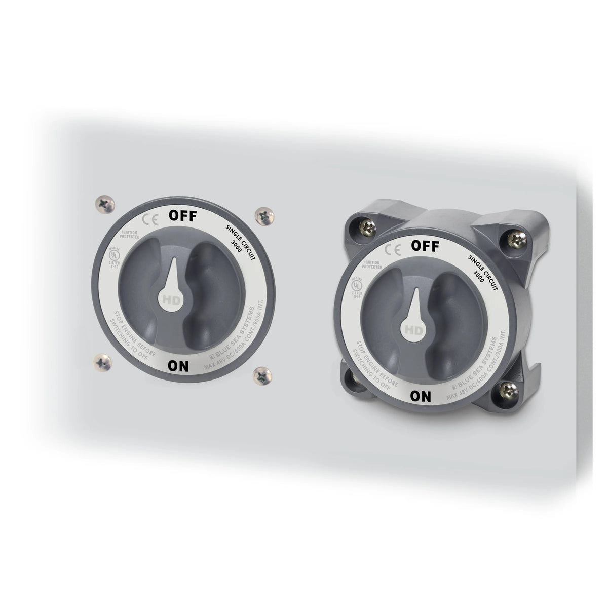 Blue Sea Systems HD-Series Heavy Duty Battery Switch, 32V DC, IP66, Ignition Protected, 4/0 AWG Cable, 1/2 in Studs