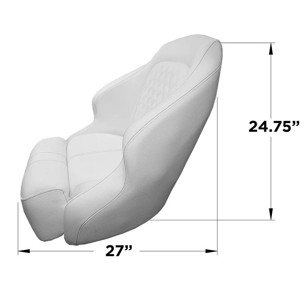 TACO Marine Anclote Bucket Seat, Integrated Seat Suspension, Adjustable Bolster, 5.25 in 4-Hole Pedestal Mount