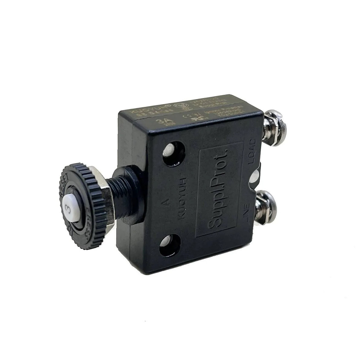 Blue Sea Systems Push Button Reset Only Screw Terminal Circuit Breaker, 32V DC, Panel Mount, #8 Screw Terminal, Thermal Trip, Ignition Protected