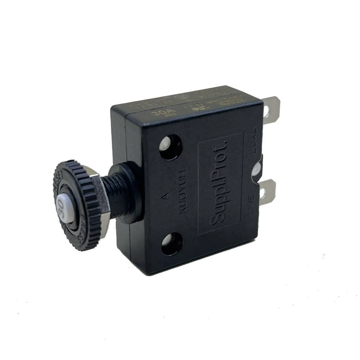 Blue Sea Systems Push Button Reset Only Quick Connect Circuit Breaker, 32V DC, Panel Mount, Thermal Trip, Ignition Protected