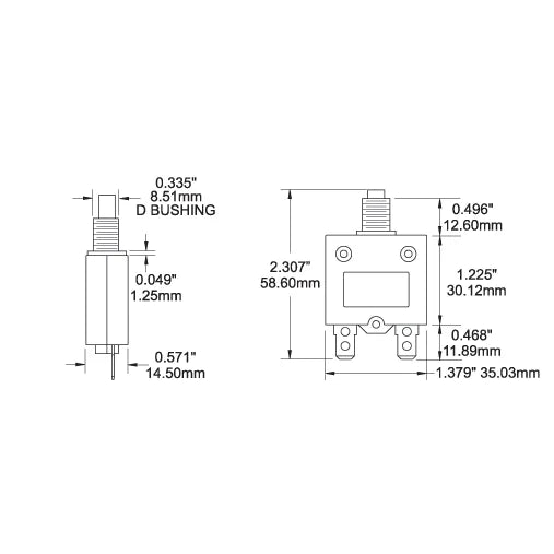 Blue Sea Systems Push Button Reset Only Quick Connect Circuit Breaker, 32V DC, Panel Mount, Thermal Trip, Ignition Protected
