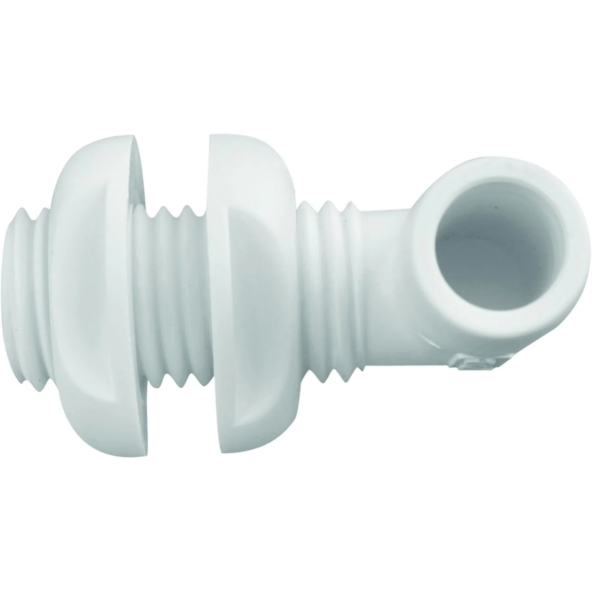 Attwood Marine 90 Degree Thru-Hull Connector, White Polypropylene, Above-Waterline
