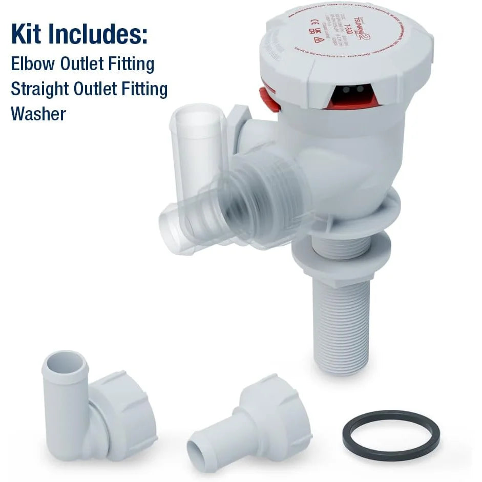 Attwood Marine Tsunami Mk2 T500 Livewell Aerator Pump, 12V, 500 GPH