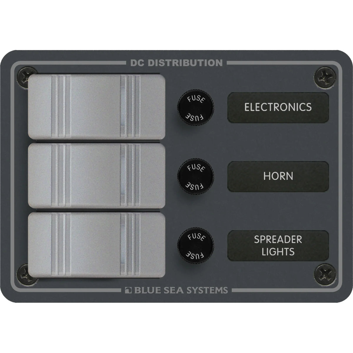 Blue Sea Systems Contura DC Switch Panel, Water Resistant, 12/24V DC, ON-OFF Switches, Slate Gray Finish