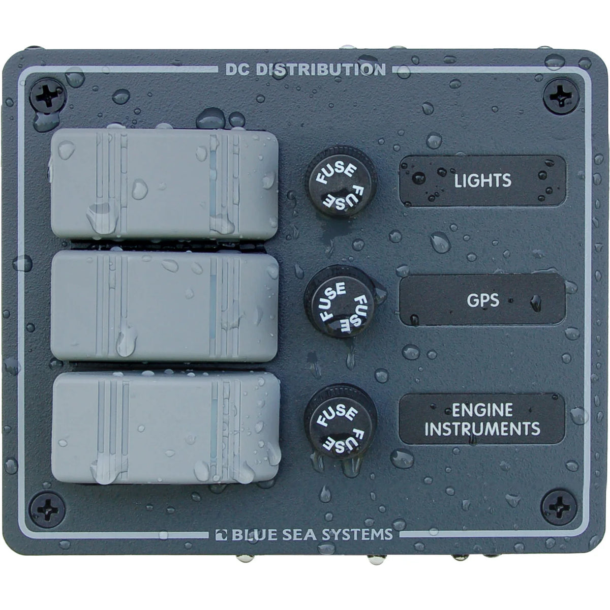 Blue Sea Systems Contura DC Switch Panel, Water Resistant, 12/24V DC, ON-OFF Switches, Slate Gray Finish