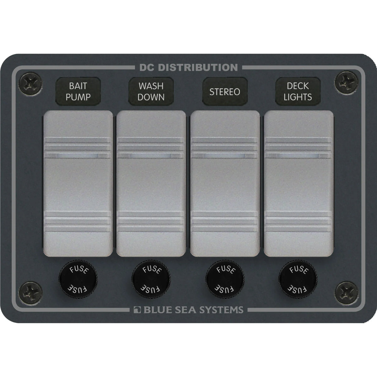 Blue Sea Systems Contura DC Switch Panel, Water Resistant, 12/24V DC, ON-OFF Switches, Slate Gray Finish