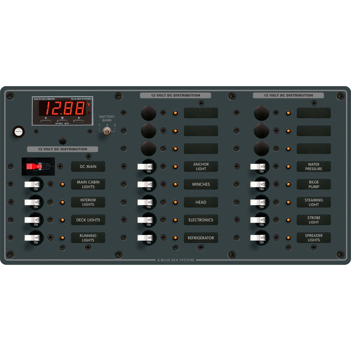 Blue Sea Systems DC Main Circuit Breaker Panel, 100A, White Toggle, Pre-Wired