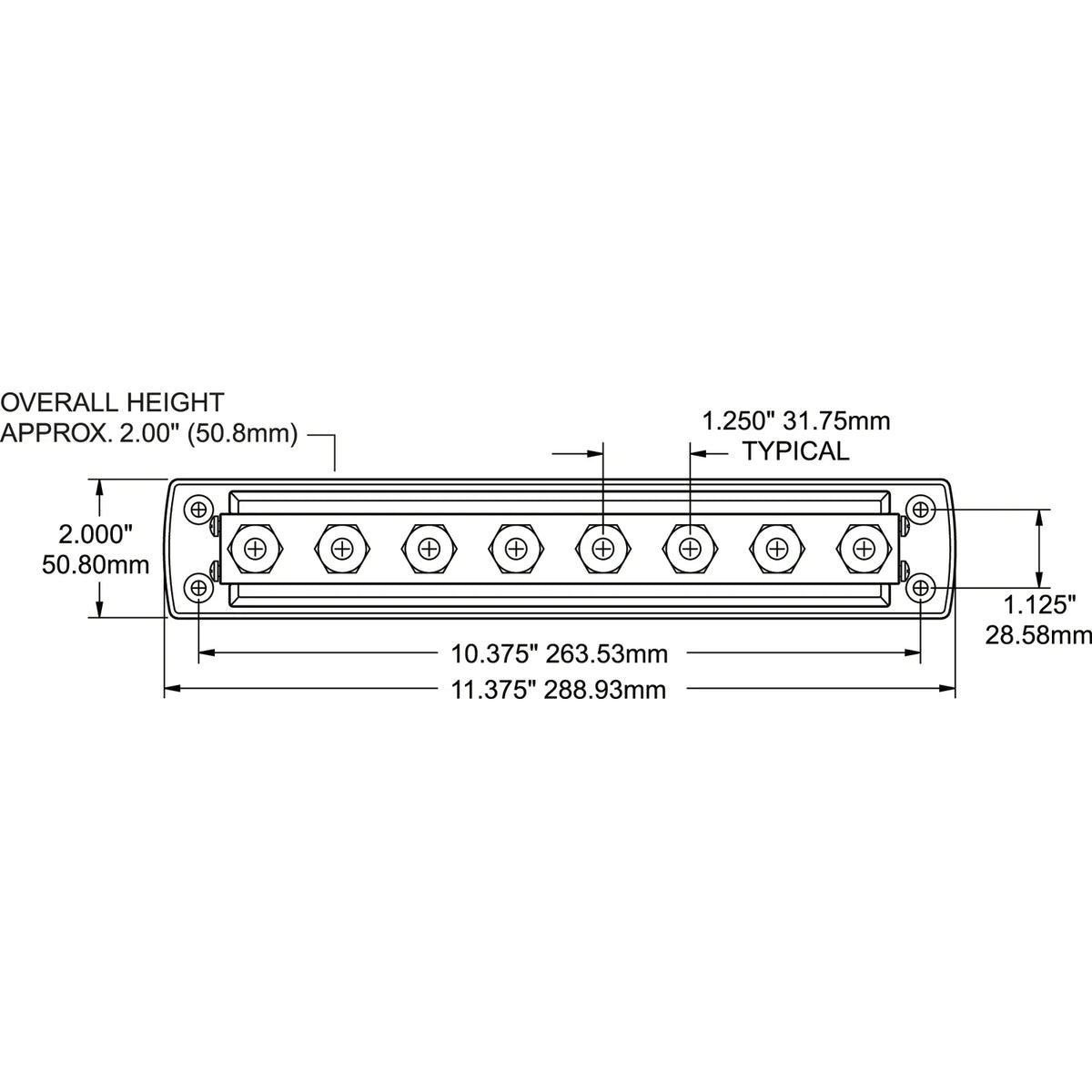 Blue Sea Systems PowerBar 600A BusBar, 300V AC, 48V DC, 3/8-16 Stud