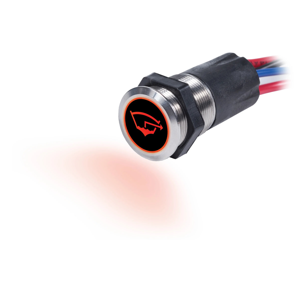 Blue Sea Systems Backlit Push Button Switch, 15A, 12V DC, IP67, 7/8 in Mounting Hole, Blue/Red Backlight