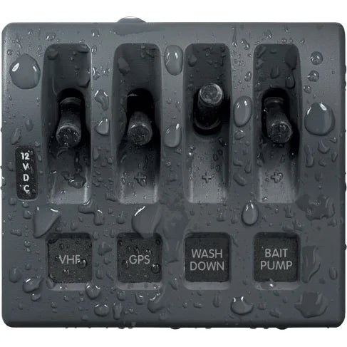 Blue Sea Systems WeatherDeck Waterproof Switch Only Panel, 12V/24V DC, IP67, 15A per Circuit