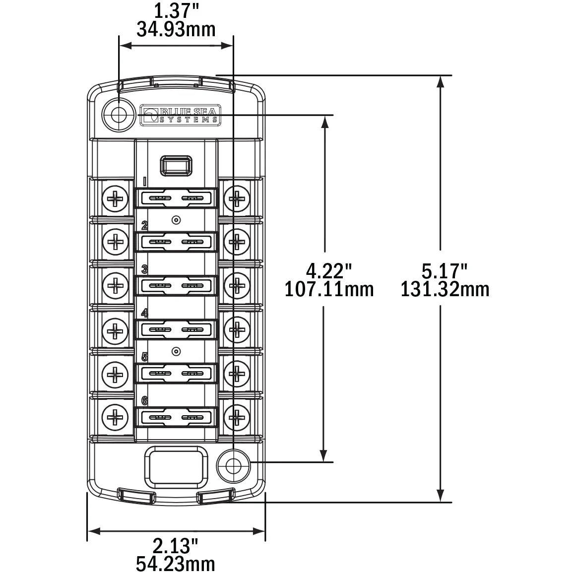 Blue Sea Systems ST Blade Fuse Block, 6 Independent Circuits, 32V DC, ATO/ATC