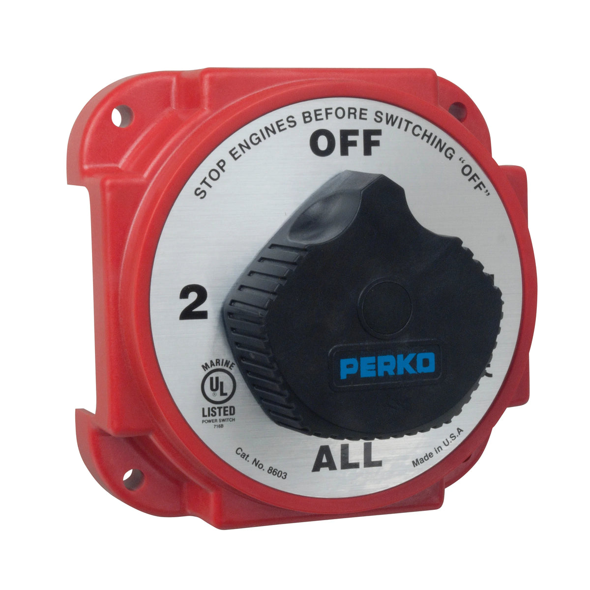 Perko Battery Switch, 6-32V, Ignition Protected, Surface Mount