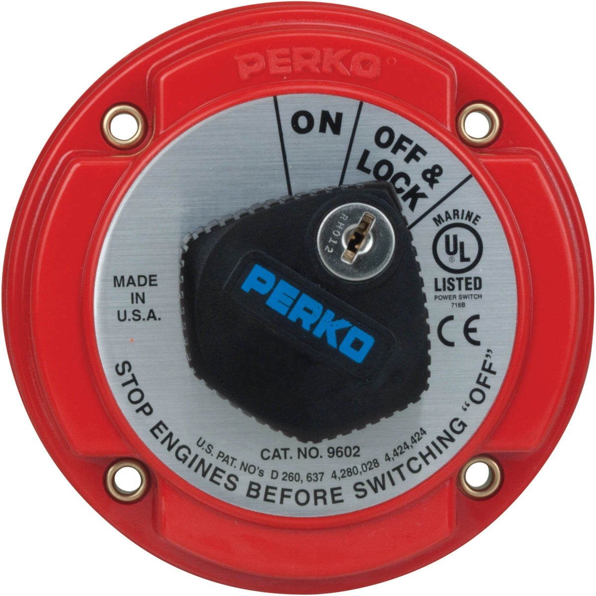Perko Battery Switch, 6-32V, Ignition Protected, Surface Mount