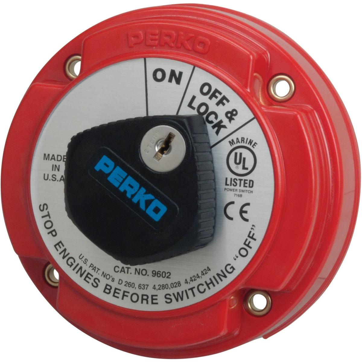Perko Battery Switch, 6-32V, Ignition Protected, Surface Mount
