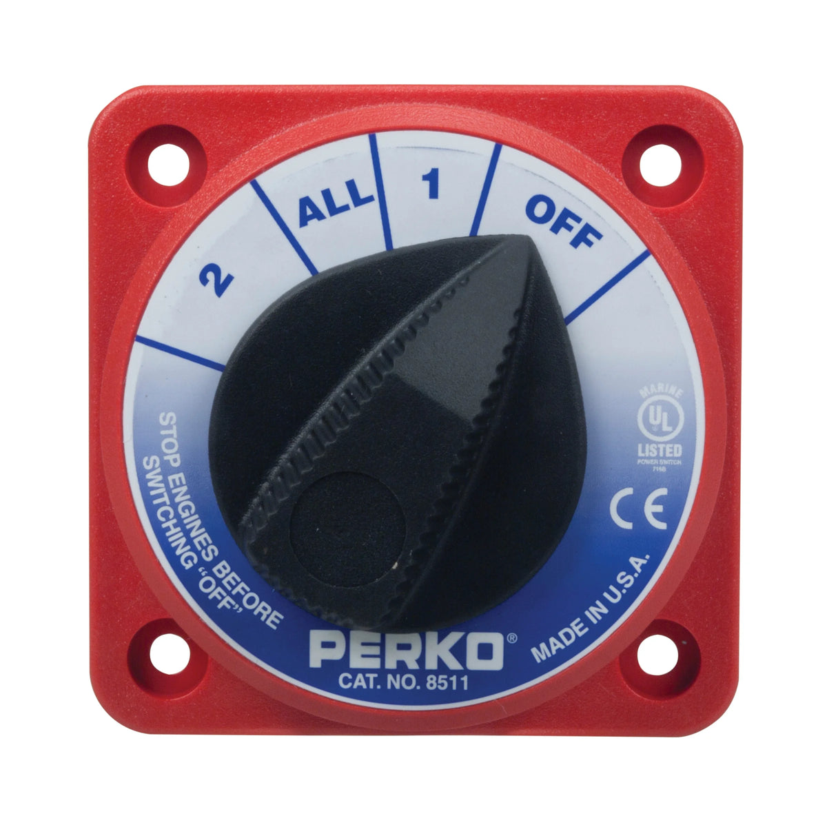 Perko Battery Switch, 6-32V, Ignition Protected, Surface Mount
