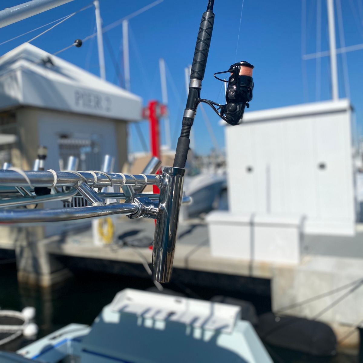 TACO Marine Clamp-On Adjustable Rod Holder, Type-316L Stainless Steel, 1-5/8 in ID