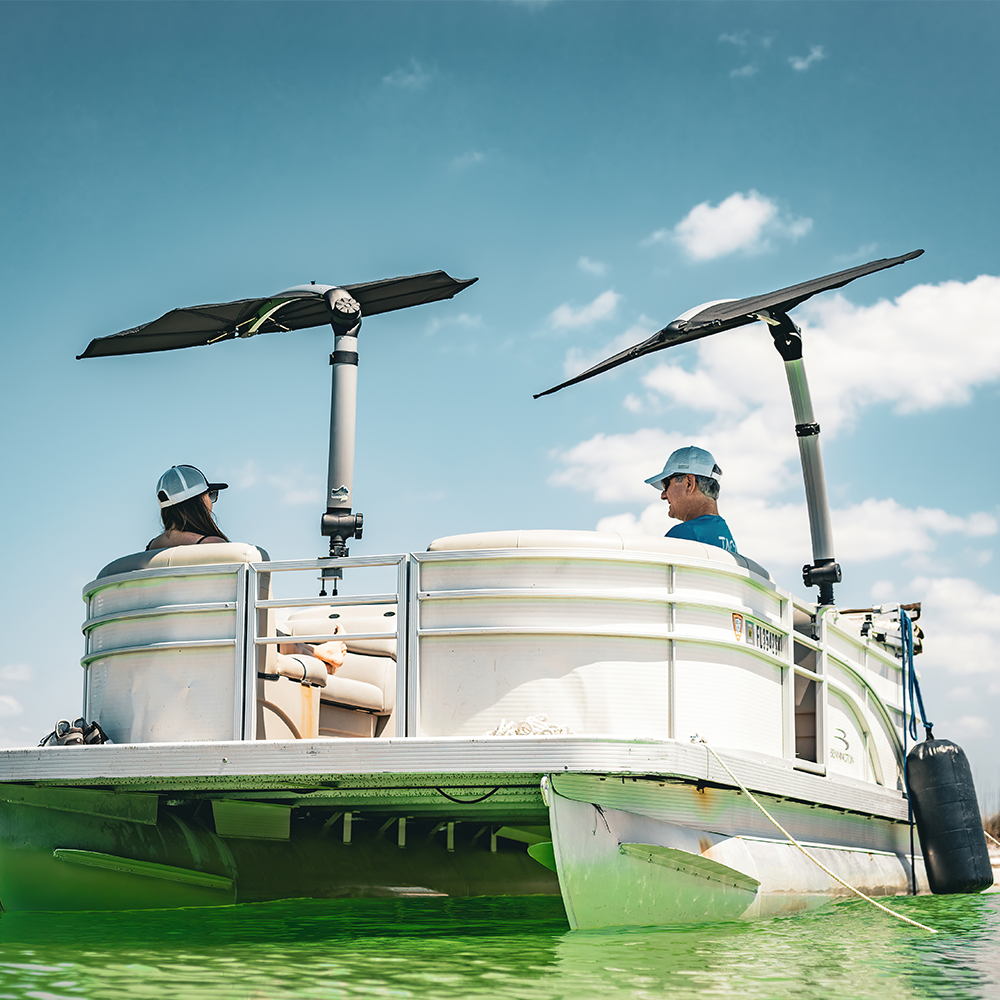 TACO Marine ShadeFin Mini Boat Sun Shade Kit, Kayak Mount, Carry Bag, 60 x 38 in Coverage, 36-52 in Height, WeatherMAX 3D, UPF 50+