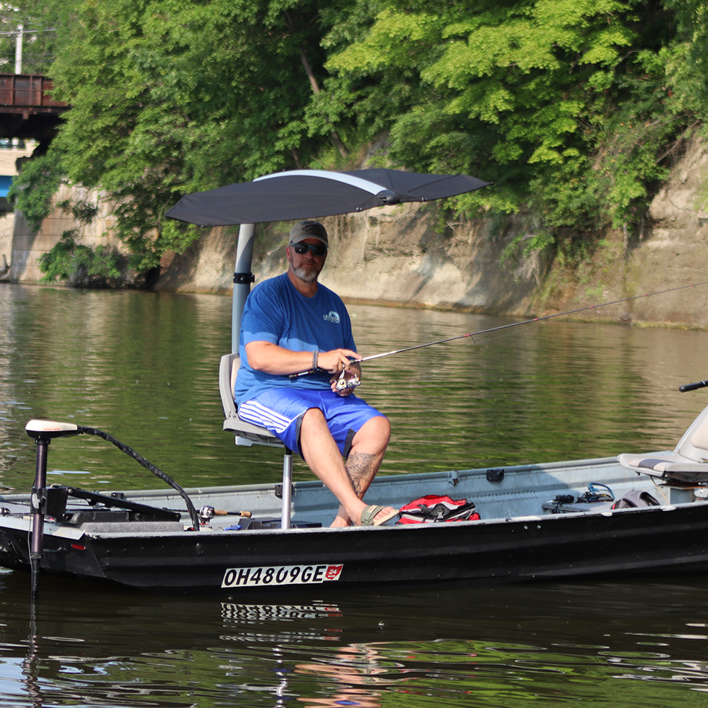 TACO Marine ShadeFin Mini Boat Sun Shade Kit, Kayak Mount, Carry Bag, 60 x 38 in Coverage, 36-52 in Height, WeatherMAX 3D, UPF 50+