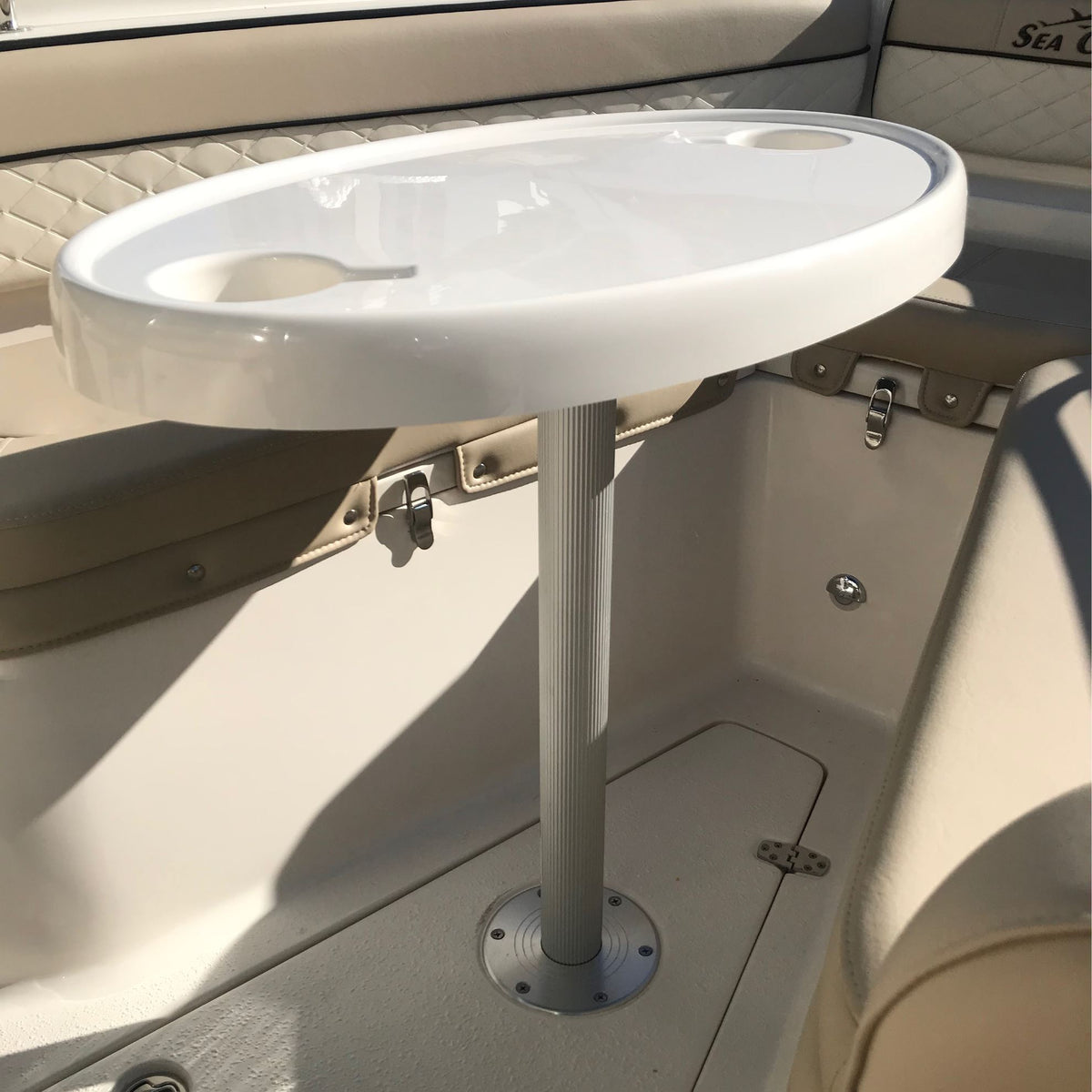 TACO Marine Ribbed Table Pedestal, 2-3/8 in O.D., Aluminum, Dual Taper, Satin Anodized