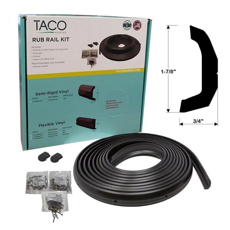 TACO Marine Semi-Rigid Vinyl Rub Rail Kit, Continuous Coil