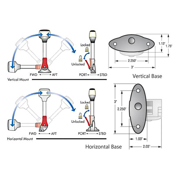 Attwood Marine Fold-Down Incandescent Anchor/Masthead Light, 12V, 3 NM, 360 Degree, Horizontal Mount
