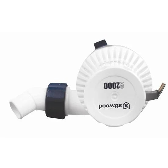 Attwood Marine HD2000 Non-Automatic Bilge Pump, 2000 GPH, 1-1/8 in Outlet, Anti-Airlock Nozzle