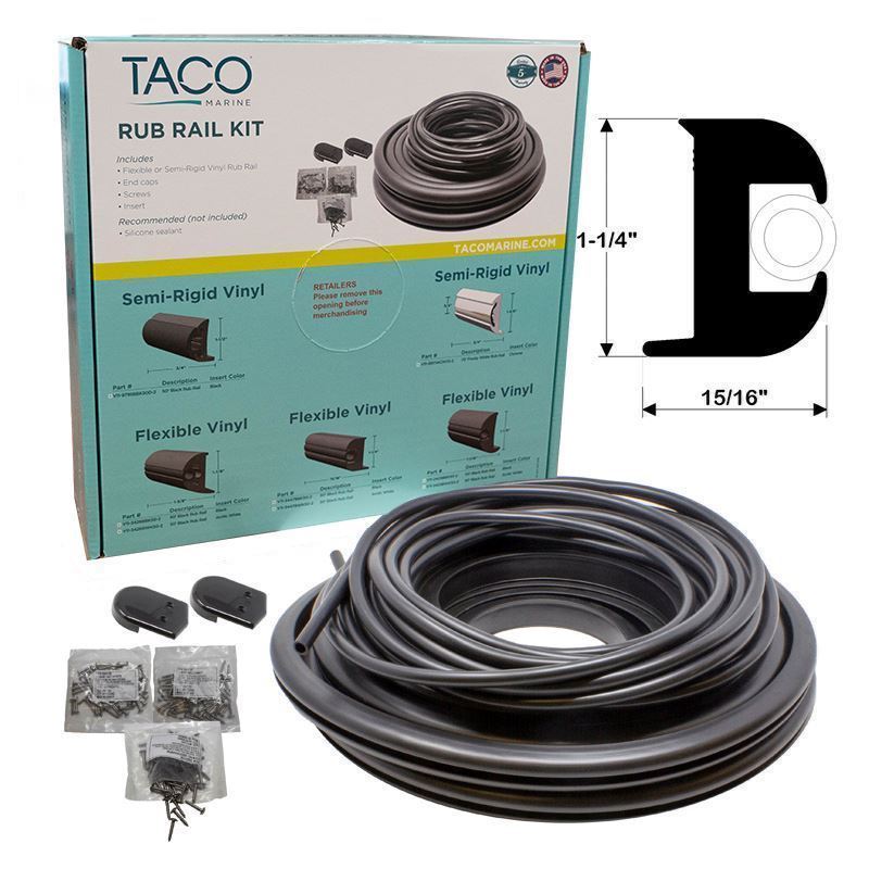 TACO Marine Flexible Vinyl Rub Rail Kit, 1-1/4 in x 15/16 in