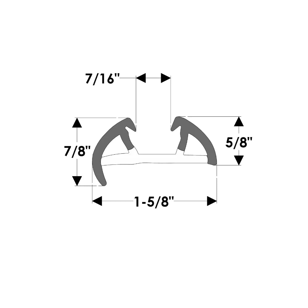 TACO Marine SuproFlex Semi-Rigid Vinyl Rub Rail Kit, 1-5/8 in x 7/8 in x 60 ft, Vinyl Overlay Insert
