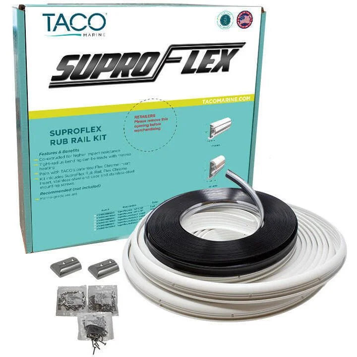 TACO Marine SuproFlex Semi-Rigid Rub Rail Kit, 2 in x 1-1/4 in, Flexible Vinyl Overlay Insert