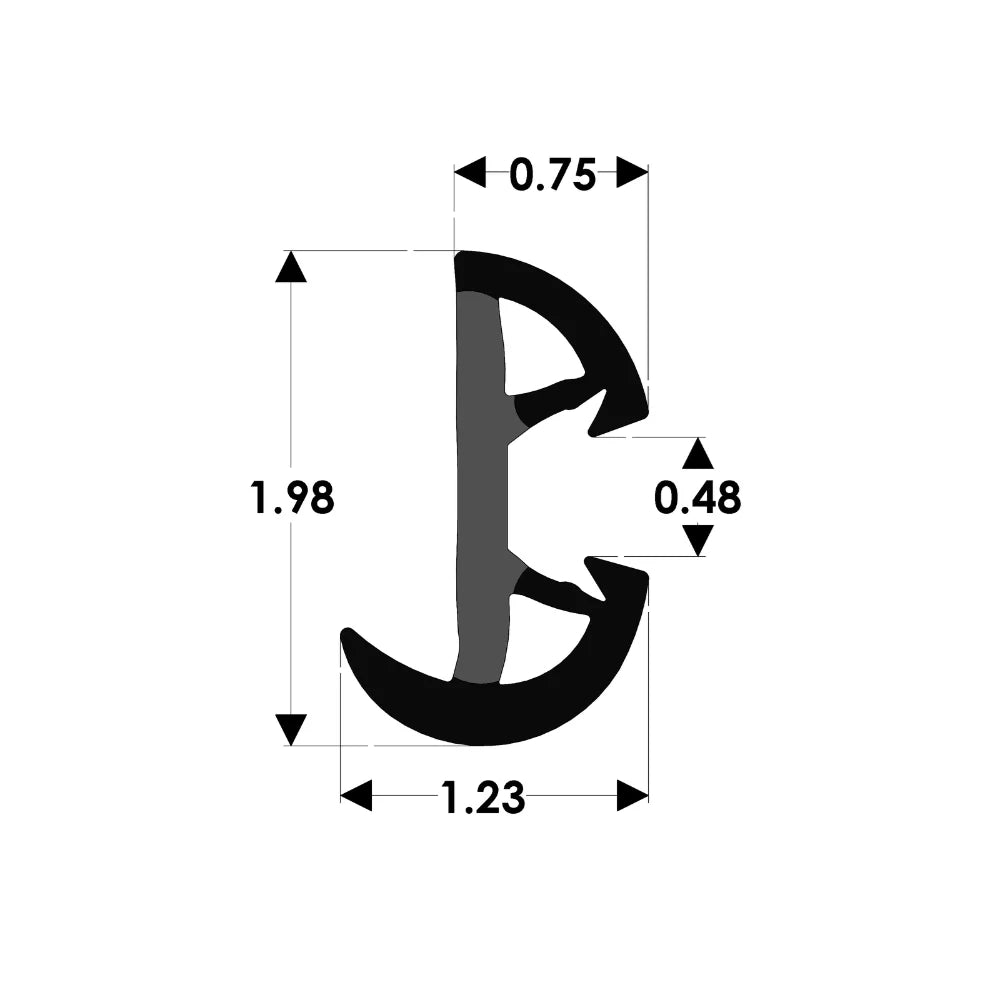TACO Marine SuproFlex Semi-Rigid Rub Rail Kit, 2 in x 1-1/4 in, Flexible Vinyl Overlay Insert