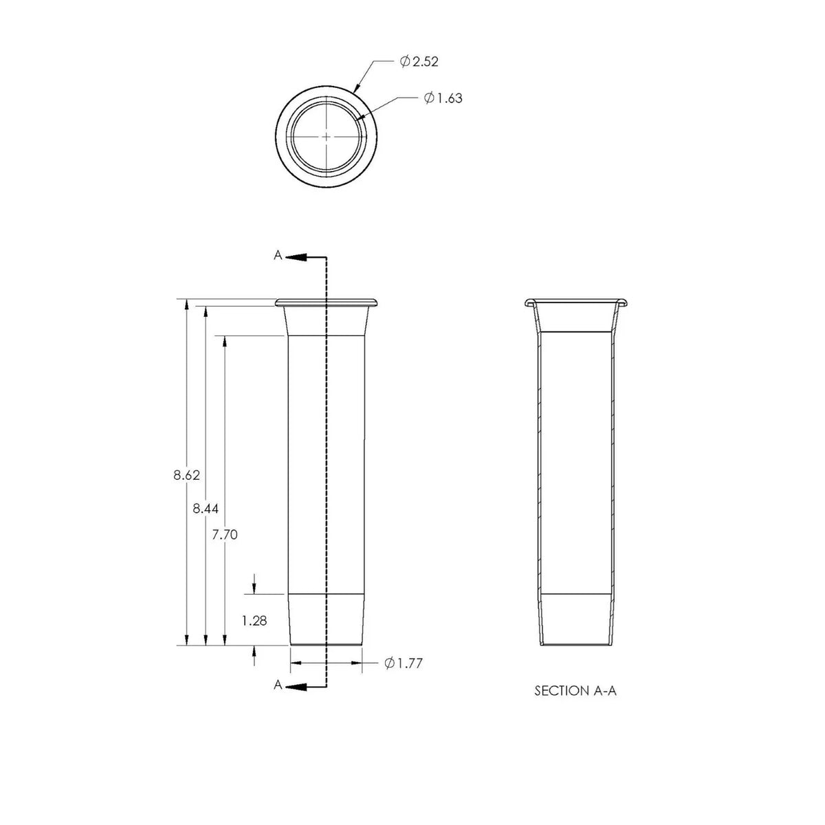 TACO Marine Rod Holder Liner with Lip Protection, For F31-2200, F31-2230, F31-2240, Anti-Fungal PVC
