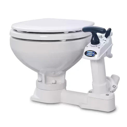 Jabsco Twist ‘n’ Lock Manual Marine Toilet, Wooden Seat, Self-Priming Pump