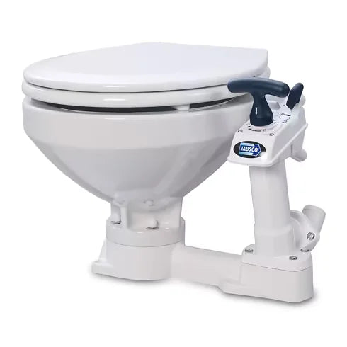 Jabsco Twist ‘n’ Lock Manual Marine Toilet, Wooden Seat, Self-Priming Pump
