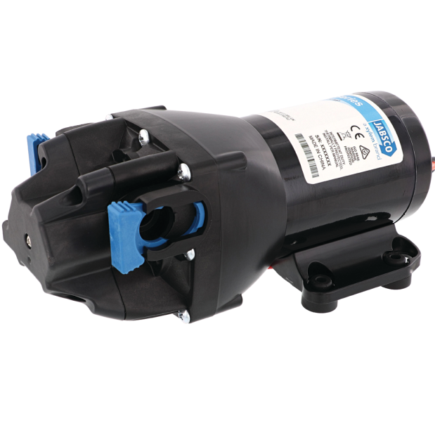 Jabsco Par-Max HD3 Freshwater Delivery Pump, 12V, 3 GPM, IPX6, Integrated Pressure Switch, 1/2 in Hosebarb