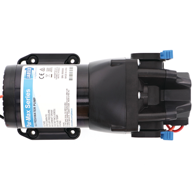 Jabsco Par-Max HD3 Freshwater Delivery Pump, 12V, 3 GPM, IPX6, Integrated Pressure Switch, 1/2 in Hosebarb