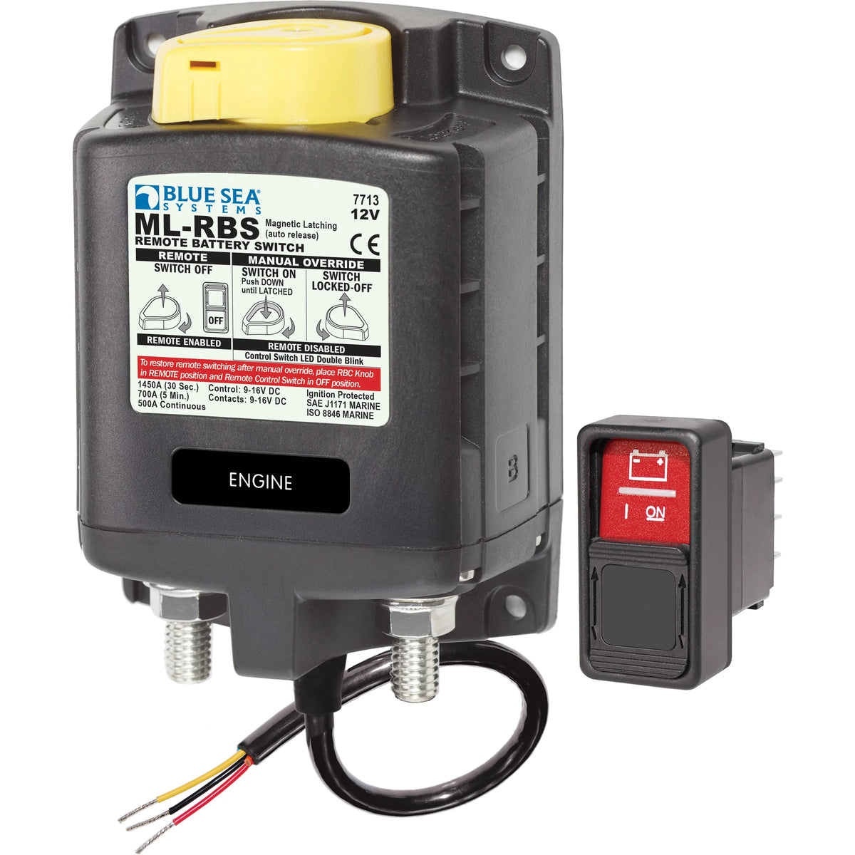 Blue Sea Systems ML-RBS Remote Battery Switch, 500A, Manual Control, Auto-Release