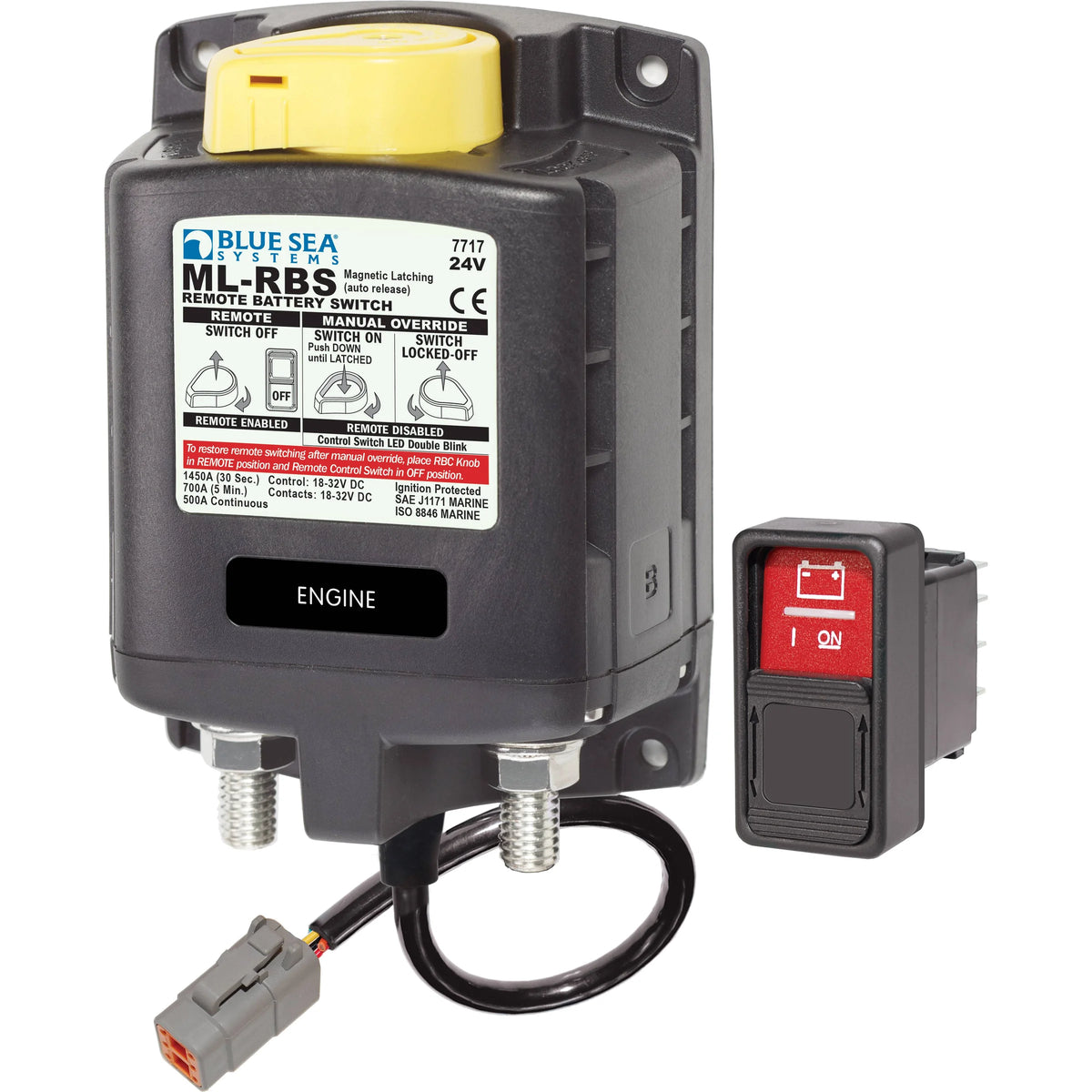 Blue Sea Systems ML-RBS Remote Battery Switch, 500A, Manual Control, Auto-Release