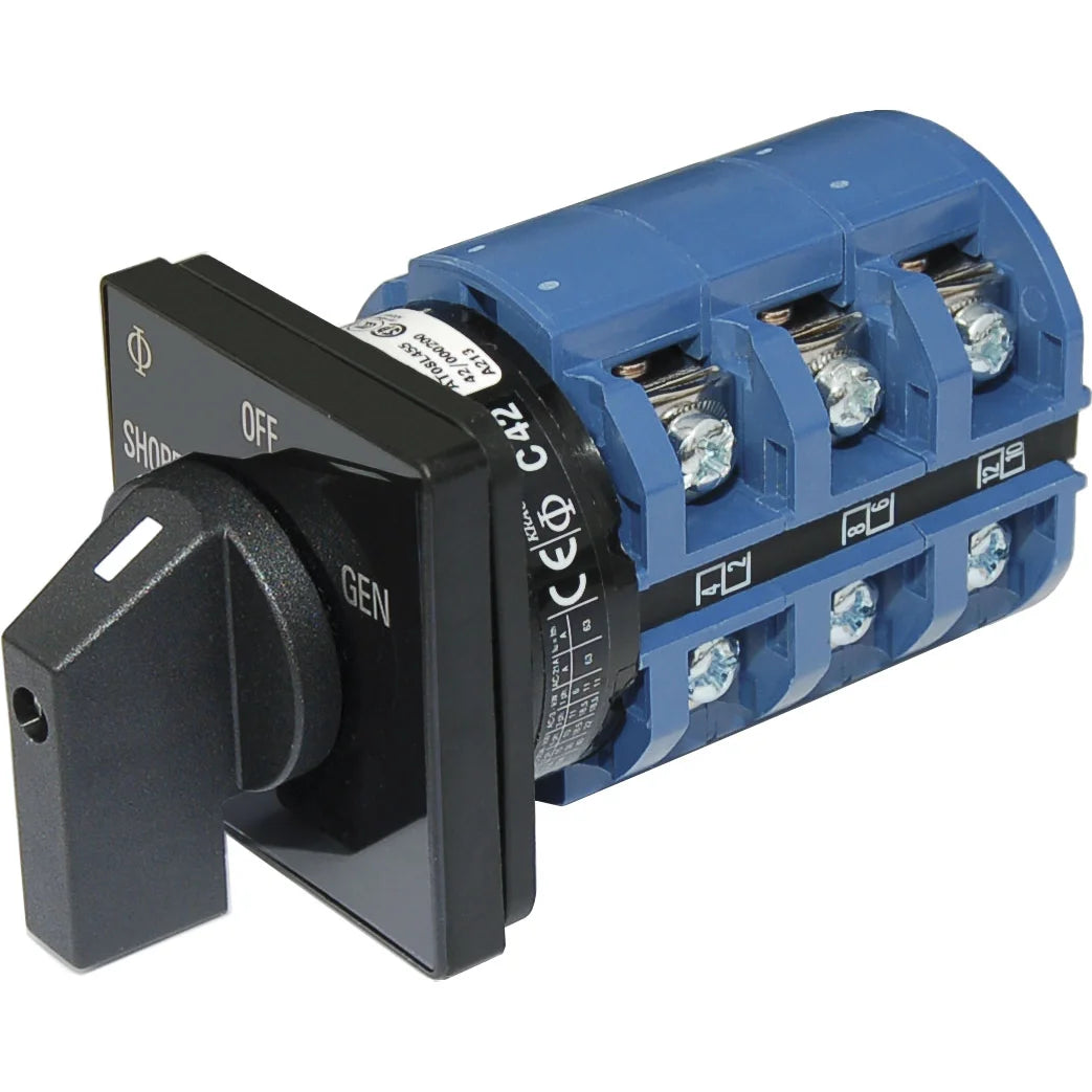 Blue Sea Systems AC Rotary Source Selector Switch, 240V AC, 65A, 3-Pole, Single Output
