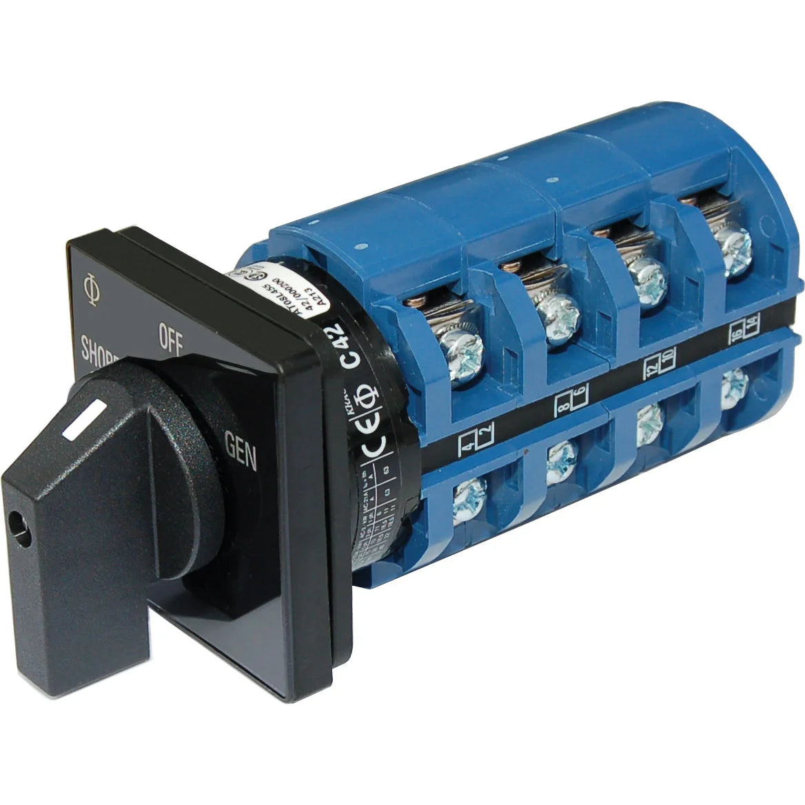Blue Sea Systems AC Source Selector Rotary Switch, 4-Pole, 2 + OFF Positions, Dual Output, 600V AC Max