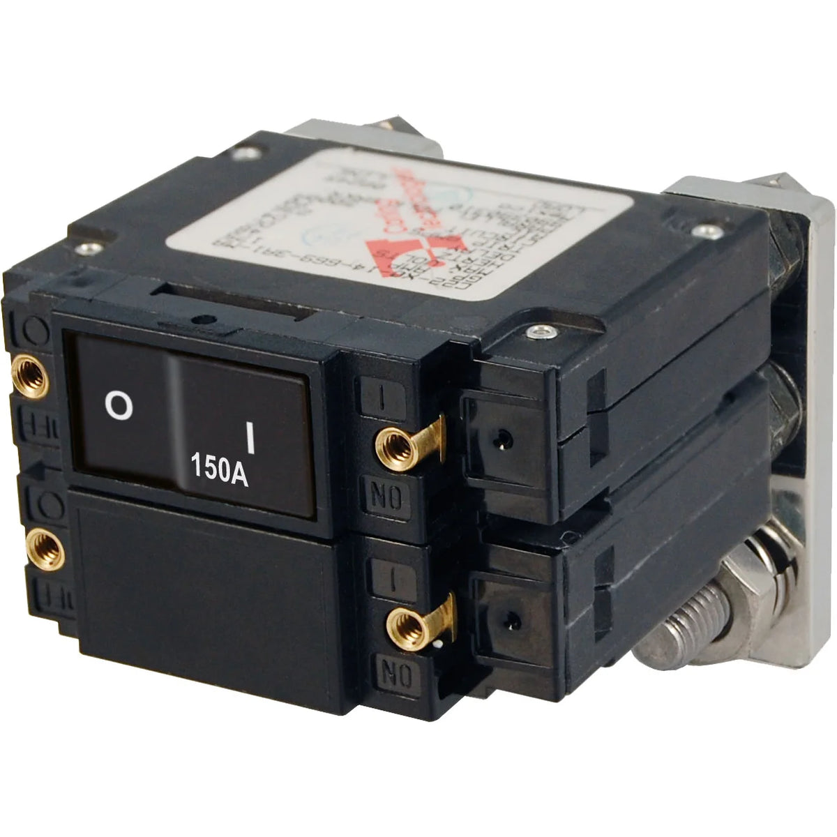 Blue Sea Systems C-Series Flat Rocker Circuit Breaker, Double Pole, 48V DC, Magnetic Hydraulic, Trip-Free