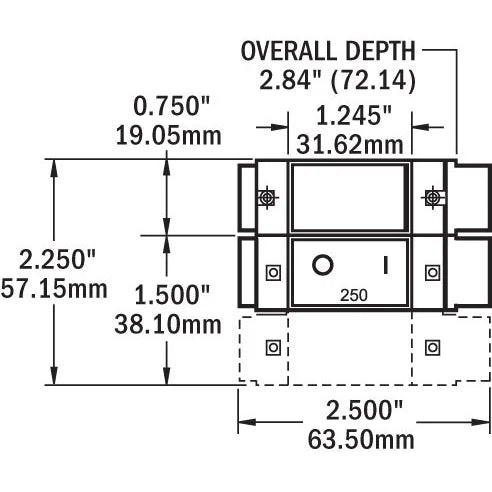 Blue Sea Systems C-Series Flat Rocker Circuit Breaker, Double Pole, 48V DC, Magnetic Hydraulic, Trip-Free