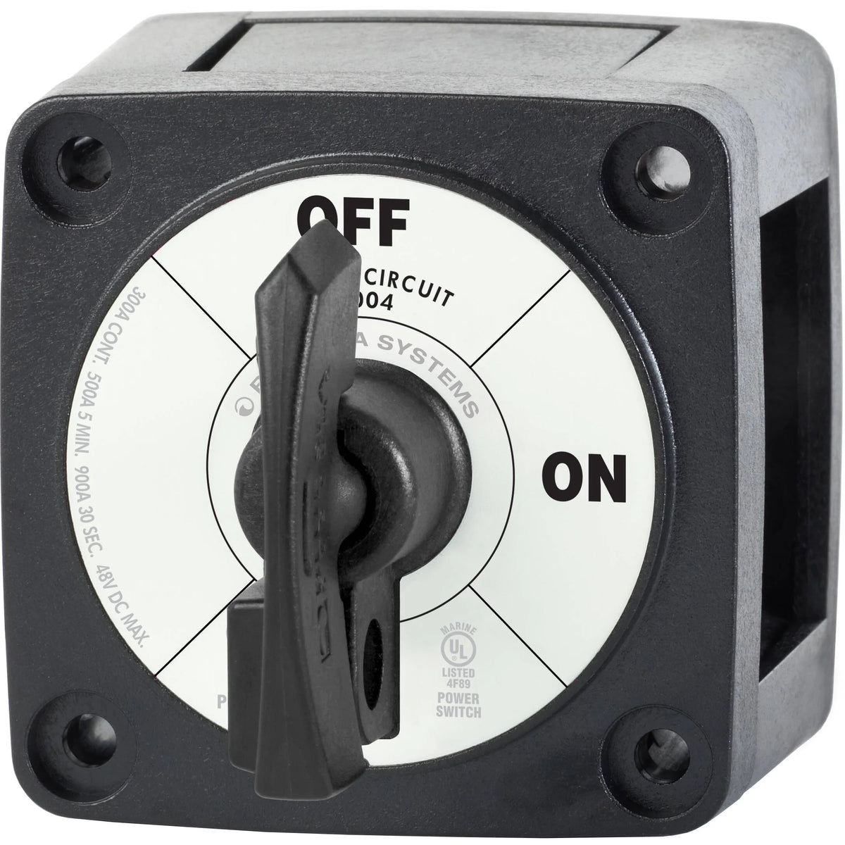 Blue Sea Systems m-Series Single Circuit ON-OFF Battery Switch, Locking Key, 48V DC, 300A Continuous, IP66, 3/8 in Studs