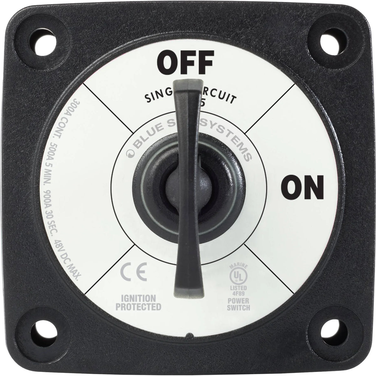 Blue Sea Systems m-Series Mini Battery Switch with Key, Single Circuit ON-OFF, 48V DC, 300A Continuous
